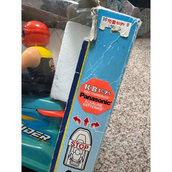 Vintage Jet Ski;  AQUA RIDER w/ Remote; Original Box from K.B. Toys, Teal; 80's - Picture 9 of 15